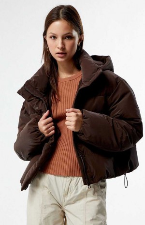 Dámské Bundy PacSun Puffer Čokolády | 25KFXBETZ