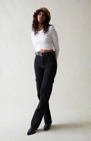 Dámské Kalhoty PacSun Black '90s Boyfriend Cargo Černé | 46ORUFGDQ