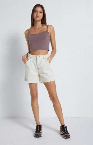 Dámské Kalhoty PacSun Bone Carpenter Dad Béžový | 32ONEPLFR