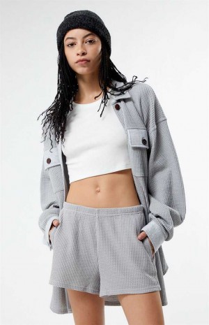 Dámské Kalhoty PacSun Easy Mini Waffle Knit Lounge Šedé | 91IZTPGUJ