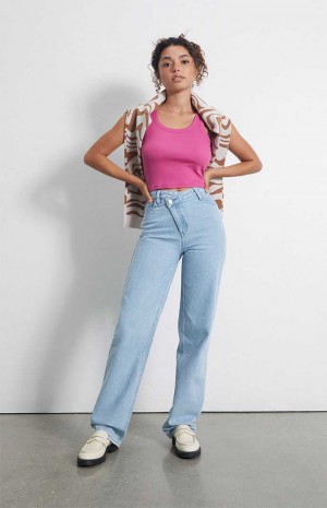 Dámské Kalhoty PacSun Eco Asymmetrical Waistband '90s Boyfriend Indigo | 91JVSHQCE