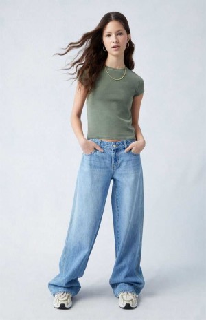 Dámské Kalhoty PacSun Eco Dark Indigo Low Rise gy | 14NOUFGZX