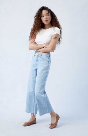 Dámské Kalhoty PacSun Eco Light Blue Cropped Široké Leg Indigo | 21DRXWCVF
