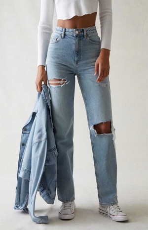 Dámské Kalhoty PacSun Eco Light Blue Ripped '90s Boyfriend Indigo | 97BWUOAQC