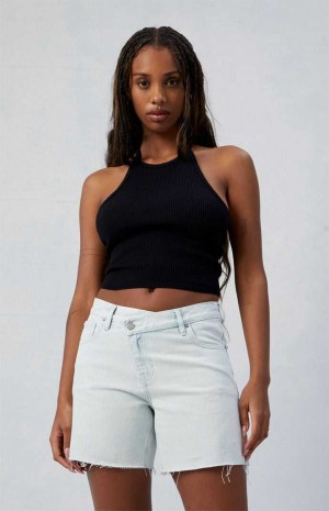 Dámské Kalhoty PacSun Eco Light Indigo Asymmetrical High Waisted Relaxed Jorts Indigo | 08QZJRUSK