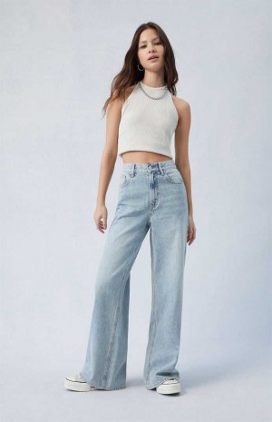 Dámské Kalhoty PacSun Eco Light Indigo Back Tab Široké Leg Indigo | 65ASOMJKR