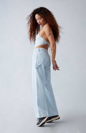 Dámské Kalhoty PacSun Eco Light Indigo Carpenter Low Rise Široké Leg Indigo | 06PBMHJOR