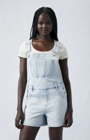 Dámské Kalhoty PacSun Eco Light Indigo Denim Krátké Overalls Bílé | 57HQUZRON