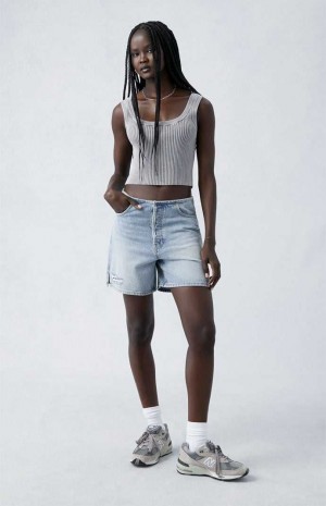Dámské Kalhoty PacSun Eco Light Indigo Ripped High Waisted Relaxed Jorts Indigo | 27WMAJUFH