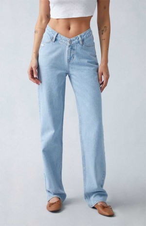 Dámské Kalhoty PacSun Eco Light Indigo V-Dip '90s Boyfriend Indigo | 07KFVXAZD