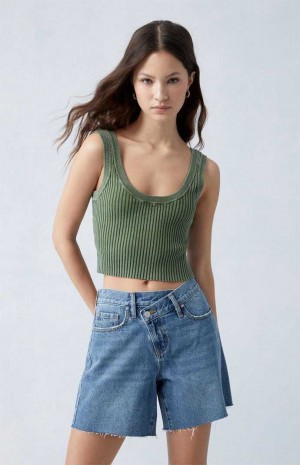 Dámské Kalhoty PacSun Eco Medium Indigo Asymmetrical High Waisted Relaxed Jorts Indigo | 17ABTRNXW