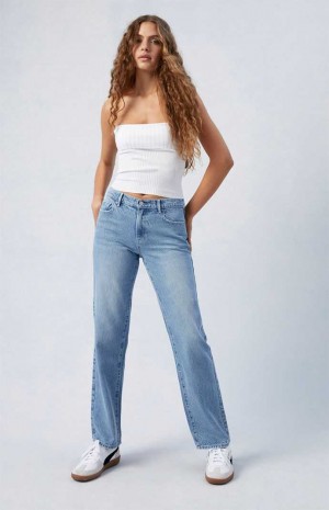 Dámské Kalhoty PacSun Eco Medium Indigo Jordyn Low Rise Rovný Leg Indigo | 85YWATLXM
