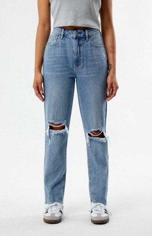 Dámské Kalhoty PacSun Eco Medium Indigo Ripped Mom Indigo | 52AKSHJEV
