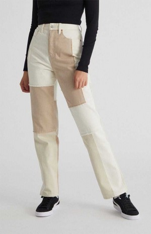 Dámské Kalhoty PacSun Eco Off White Patchwork Dad Bílé | 19TKDQFIP