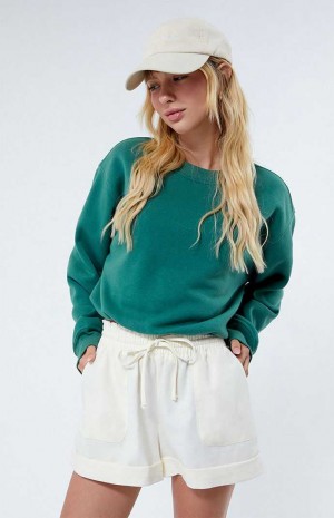 Dámské Kalhoty PacSun Elastic Pasem Linen Krém | 71MZHFPVY