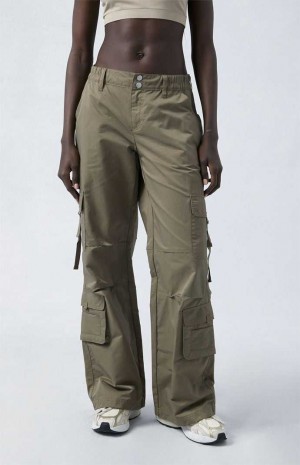 Dámské Kalhoty PacSun Green Elastic Pasem D-Ring Cargo FOREST GRN | 28SXPJVFT