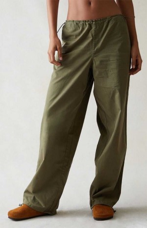 Dámské Kalhoty PacSun Green Low Rise Parachute Zelene | 23TPHIBWK