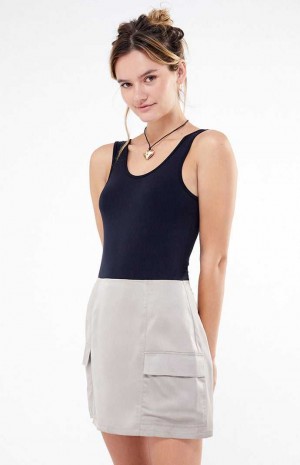 Dámské Kalhoty PacSun Kendall & Kylie Satin Cargo Mini Skirt Šedé | 24AZPLDNW
