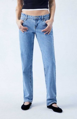 Dámské Kalhoty PacSun Medium Indigo Low Rise Rovný Leg Indigo | 42KITLBQA