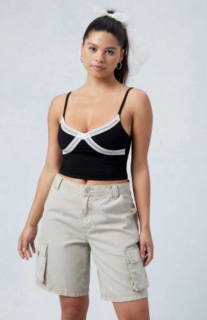 Dámské Kalhoty PacSun Oatmeal Low Rise Cargo Skater Béžový | 03LFWXRAU
