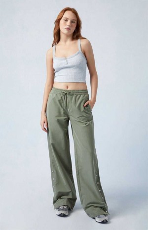 Dámské Kalhoty PacSun Olive Tearaway Low Rise Široké Leg Cargo Olivy Zelené | 81VHYDRSP