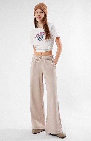 Dámské Kalhoty PacSun Pacific Sunwear Crest Bungee Flare Šedé Hnědé | 84HTWSAFD