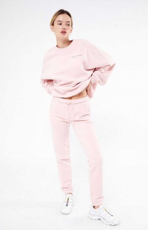 Dámské Kalhoty PacSun Pacific Sunwear Script Slim Růžové | 74YXNIAGP