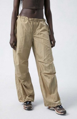 Dámské Kalhoty PacSun Shine Low Rise Parachute Béžový | 65ZEJCGTS