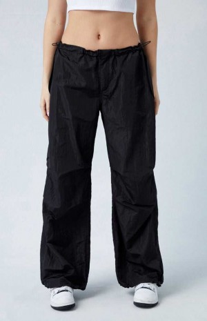 Dámské Kalhoty PacSun Shine Low Rise Parachute Černé | 18BQWJELZ
