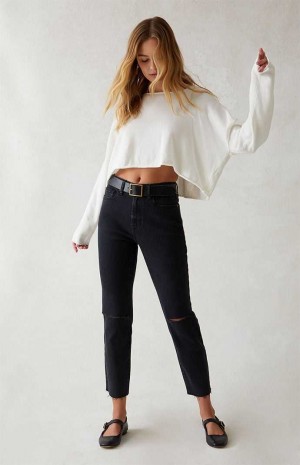 Dámské Kalhoty PacSun Stretch Black Ripped Vintage Hubená Černé | 09MRXJNLU
