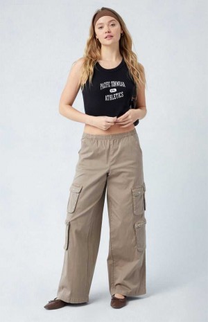 Dámské Kalhoty PacSun Taupe Draped Low Rise Široké Leg Cargo Šedé Hnědé | 47ZVHAKUY