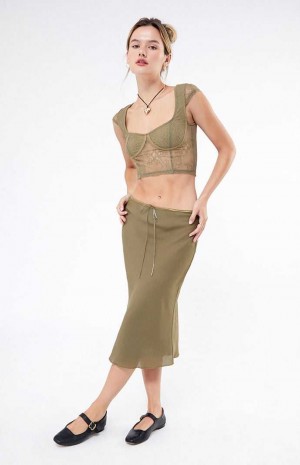 Dámské Kalhoty PacSun Tie Midi Skirt Olivy Zelené | 12NZXUAMS