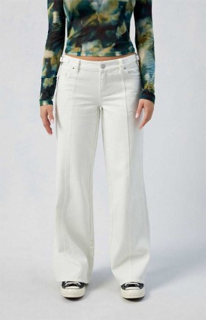 Dámské Kalhoty PacSun White Paneled Low Rise gy Indigo | 27PWEXTLI