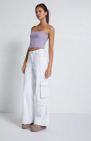 Dámské Kalhoty PacSun White gy Cargo Bílé | 68QHEWFZY