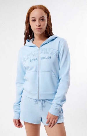 Dámské Mikina s Kapucí PacSun Pacific Sunwear Full Zip Světle Blankyt | 13NIAWMXE