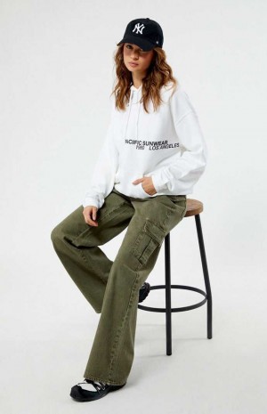 Dámské Mikina s Kapucí PacSun Pacific Sunwear Off Center Bílé | 98TAVJDSW