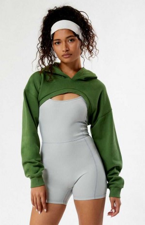 Dámské Mikina s Kapucí PacSun Shrug Zelene | 30LQGZJHC