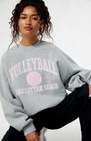Dámské Mikiny PacSun Volleyball Crew Neck Šedé | 37UCIRHFS