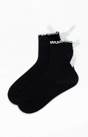 Dámské Ponožky PacSun Black Ruffle Bow Černé | 51GWZODFI