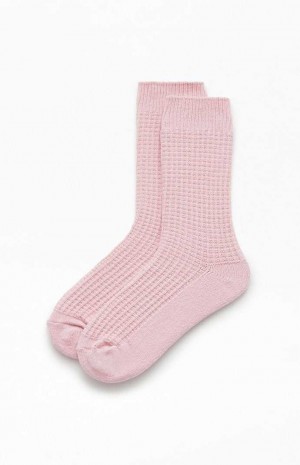 Dámské Ponožky PacSun Cozy Waffle Knit Crew Růžové | 82QPOJVRS