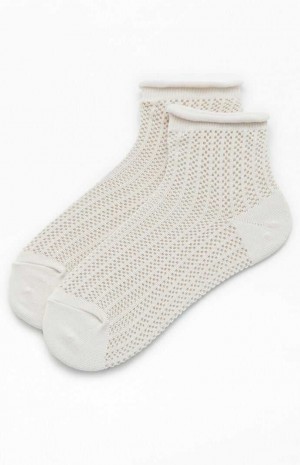 Dámské Ponožky PacSun Knit Mesh Ankle Krém | 23JNFCDIO