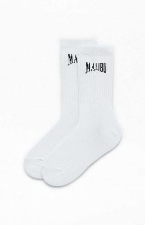 Dámské Ponožky PacSun Malibu Destination Crew Bílé Černé | 85RBXKJTL