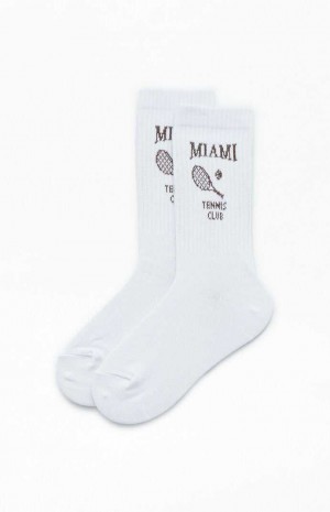 Dámské Ponožky PacSun Miami Tenisové Club Crew Bílé | 79GMZHJTL