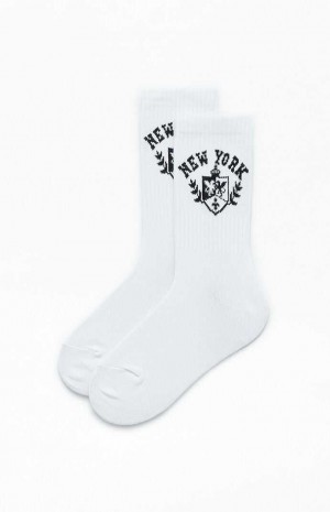 Dámské Ponožky PacSun New York Destination Crew Bílé Černé | 73ZIKHSYA