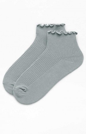 Dámské Ponožky PacSun Ruffle Ankle Šedé | 65TMYOREN