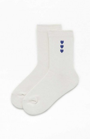 Dámské Ponožky PacSun Vertical Heart Crew Krém Tmavě Blankyt | 47YSANWKZ