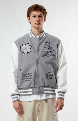 Pánské Bundy PacSun Afterworld Varsity Šedé | 16TJEPKBR