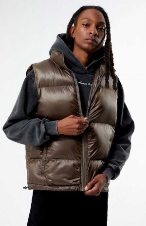 Pánské Bundy PacSun Brown Puffer Hnědé | 90TCREHPN