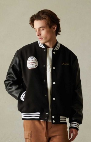 Pánské Bundy PacSun Cherry Varsity Černé | 08FQPDIKS