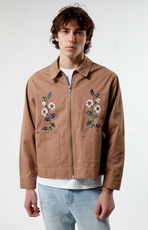 Pánské Bundy PacSun Embroidery Hnědé | 32GODSNHC
